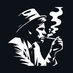 vector image of a person smoking