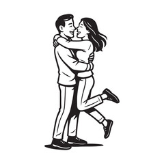 a harmonious couple happy to meet and affectionate