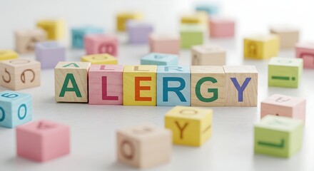 Allergy Concept Text on Wooden Blocks Background"