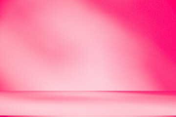 Fototapeta premium Wall interior background, studio and backdrops show products.with shadow from window color pink background for text insertion and presentation interior decoration 