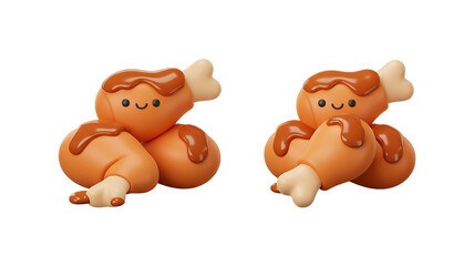 Obraz premium 可愛い焼き鳥 3Dレンダリング 温かい色合い