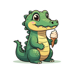 Fototapeta premium Cute Crocodile Waving Hand Cartoon Vector Icon Illustration. Animal Nature Icon Concept Isolated