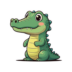 Cute Crocodile Waving Hand Cartoon Vector Icon Illustration. Animal Nature Icon Concept Isolated