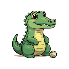 Cute Crocodile Waving Hand Cartoon Vector Icon Illustration. Animal Nature Icon Concept Isolated