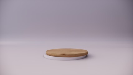 empty wooden box, podium and minimalis. 3d
