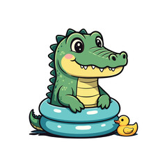 Cute Crocodile Waving Hand Cartoon Vector Icon Illustration. Animal Nature Icon Concept Isolated