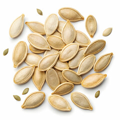 Fototapeta premium Raw pumpkin seeds on clean white background perfect for nutrition food and organic concepts
