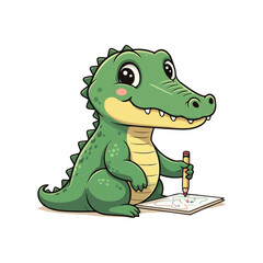 Naklejka premium Cute Crocodile Waving Hand Cartoon Vector Icon Illustration. Animal Nature Icon Concept Isolated