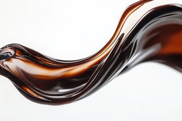 Obraz premium Chocolate liquid flowing smoothly on white background