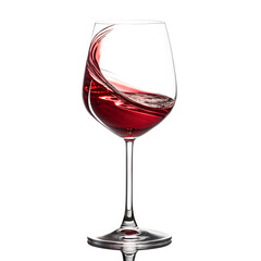 Glass of Red Wine with Rich Hue Gently Swirling on Transparent Background


