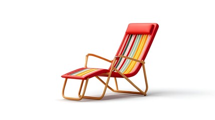 Colorful Striped Deck Chair for Relaxation by the Pool or Beach with Wooden Frame and Comfortable Design