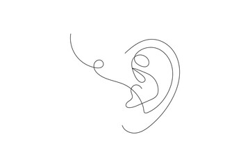 
Human ear continuous one line art outline vector minimalist design
