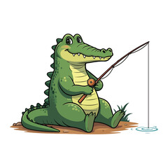 Cute Crocodile Waving Hand Cartoon Vector Icon Illustration. Animal Nature Icon Concept Isolated