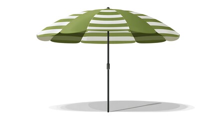 Fototapeta premium Green and White Striped Beach Umbrella for Summer Outdoor Recreation and Sun Protection