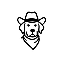 Simple Cowboy Dog Logo, Clean Lines, Vector Illustration