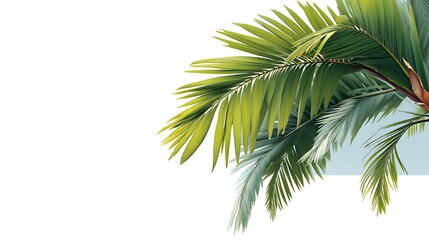 Fototapeta premium Lush Green Palm Leaves Isolated on White Background Creating Tropical and Exotic Atmosphere for Design