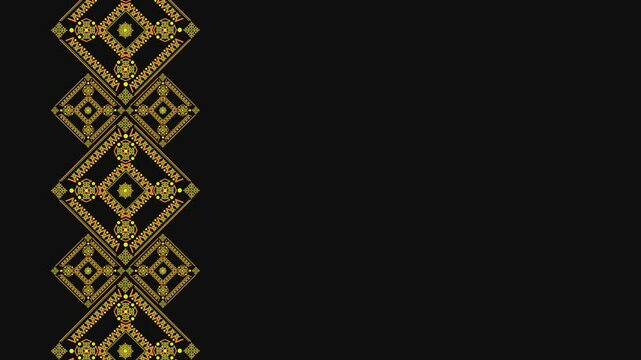 Ukrainian pattern. Ukrainian embroidery. Dark background and yellow pattern