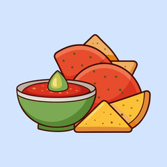 vector illustration of chips and salsa