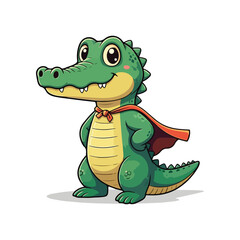 Cute Crocodile Waving Hand Cartoon Vector Icon Illustration. Animal Nature Icon Concept Isolated