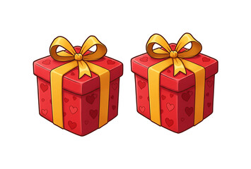 Obraz premium 赤い箱 黄色のリボン 愛らしいギフトセット