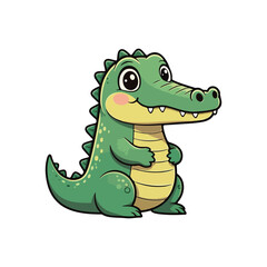 Cute Crocodile Waving Hand Cartoon Vector Icon Illustration. Animal Nature Icon Concept Isolated