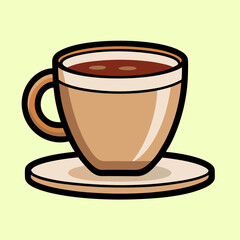 Stylized Illustration of a Coffee Cup and Saucer on Light Background