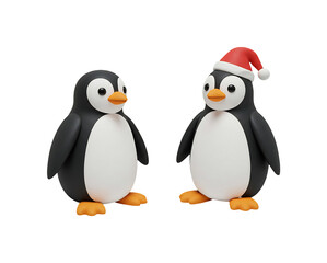Fototapeta premium 愛らしいペンギン 冬の温かい光 クリスマス