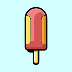 Stylized Fruity Popsicle with Contrasting Flavors on a Light Blue Background