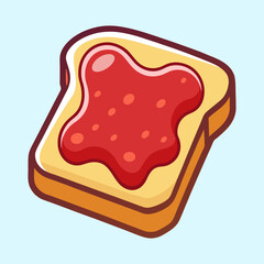 Cartoon drawing of a piece of toast with strawberry jam filling