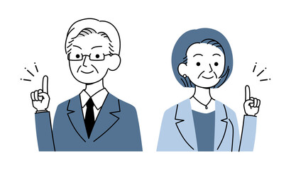 シニア世代　ビジネスシーン　イラスト素材