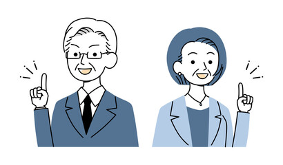 シニア世代　ビジネスシーン　イラスト素材