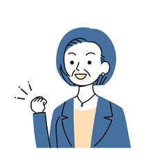 シニア世代のビジネスパーソン　ガッツポーズ　イラスト素材