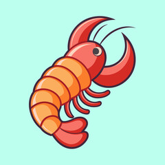 Fototapeta premium Cute Cartoon Lobster Illustration on a Soft Light Blue Background Design