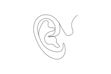 
Human ear continuous one line art outline vector minimalist design
