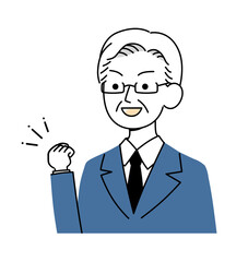 Fototapeta premium シニア世代のビジネスマン ガッツポーズ イラスト素材