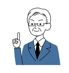 シニア世代のビジネスマン　指差し　イラスト素材