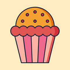 Colorful and Delicious Cupcake with Sprinkles Illustration for Dessert Lovers