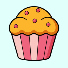 Cute and delightful cupcake illustration with frosting and sprinkles on light background