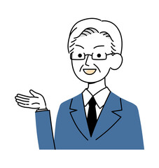シニア世代のビジネスマン　案内　イラスト素材