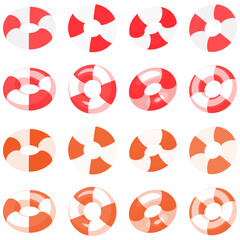 浮き輪のイラスト バリエーション16個セット