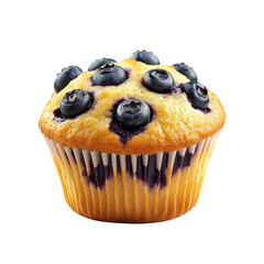 blueberry muffin isolated on transparent white background, clipping path