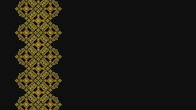 Ukrainian pattern. Ukrainian embroidery. Dark background and yellow pattern