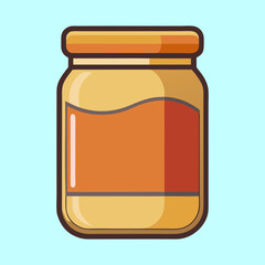 Illustration of a Sealed Jar with Golden Contents and Orange Label