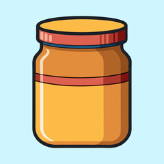 Cartoon jar illustration with bright colors and thick lines, perfect for labels