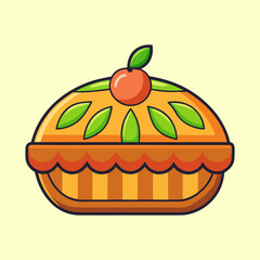 Delightful cartoon depiction of a delicious fruit pie ready to eat
