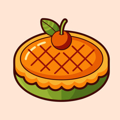 Stylized cartoon pie with lattice crust and cherry topping illustration