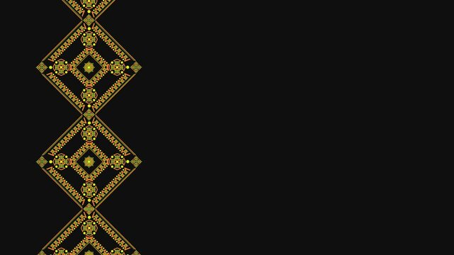 Ukrainian pattern. Ukrainian embroidery. Dark background and yellow pattern