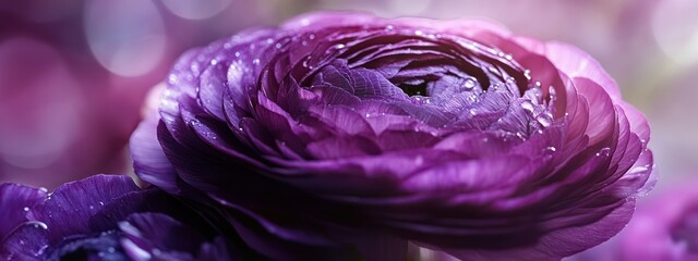 Obraz premium A close-up of a vibrant purple flower with delicate petals and a soft, dreamy background.