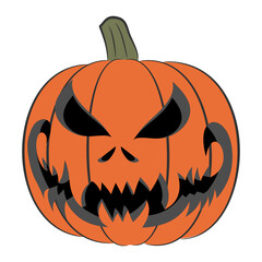 Scary Halloween Pumpkin Face Vector Illustration