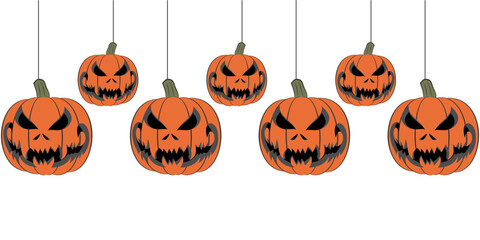 Hanging Jack-o’-Lanterns Halloween Vector Illustration

